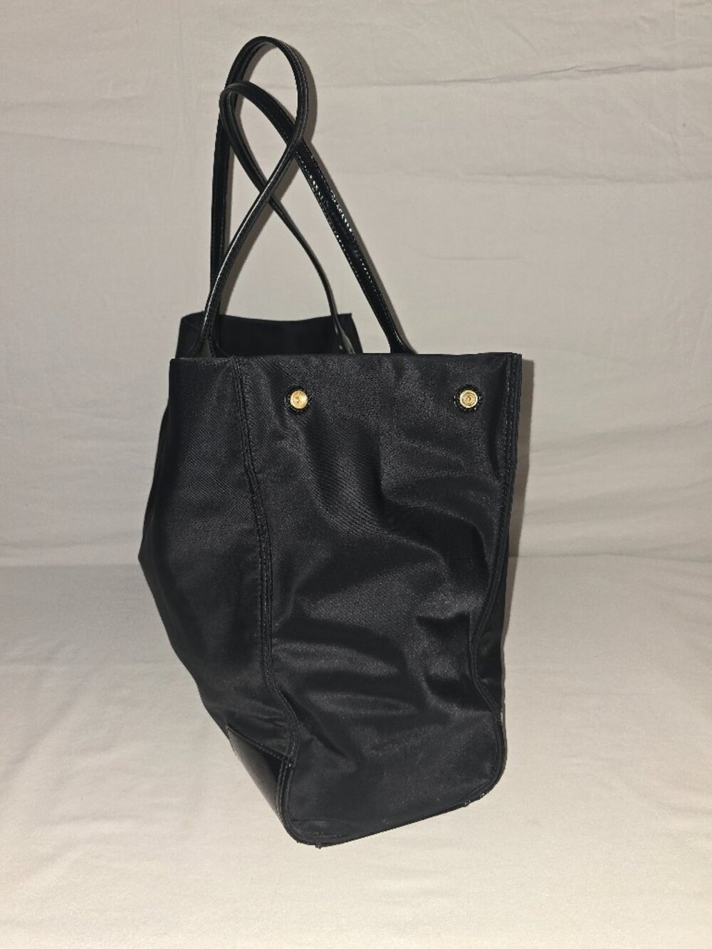 Tory Burch Ella Large Black Nylon Patent Leather Logo Shoulder Tote Shopper Bag - Picture 6 of 12